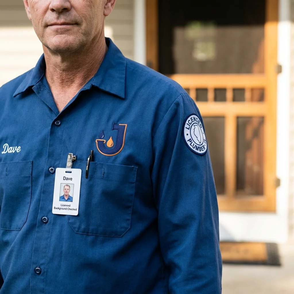 Licensed plumber showing ID badge in Surgoinsville, TN