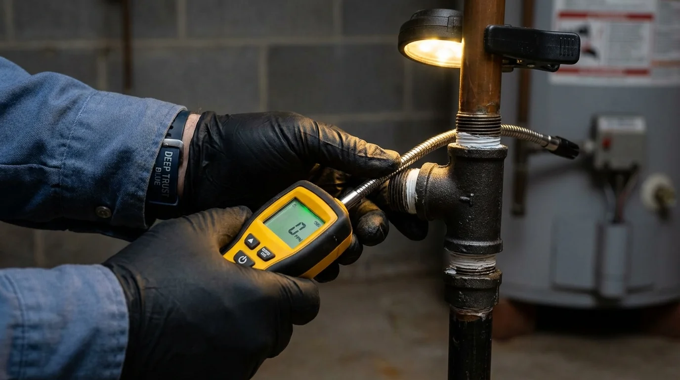 Gas leak detection with electronic sniffer by Johns Plumbing LLC in Surgoinsville
